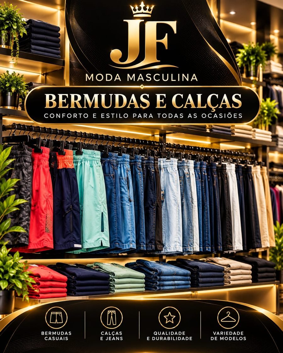 Arte da JF Moda Masculina: bermudas e calças