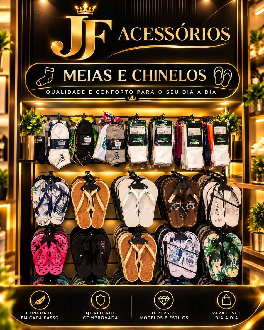 Arte da JF Acessórios: meias e chinelos